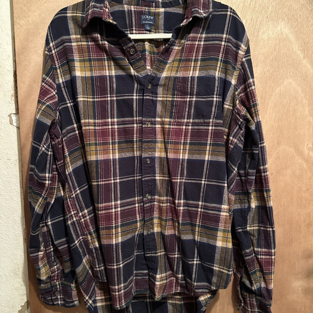 j. crew Classic flannel shirt Earthtones 100% Cotton Size Large